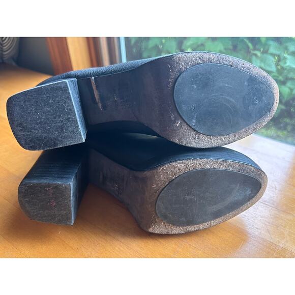 Eileen Fisher Harp Leather Platform Ankle Bootie Black Slip On Size 9 - Picture 9 of 11